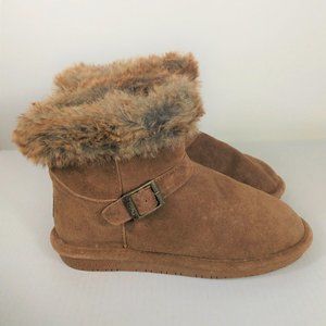 BEARPAW Ankle Booties Tan Brown Korinna Hickory II Size:9